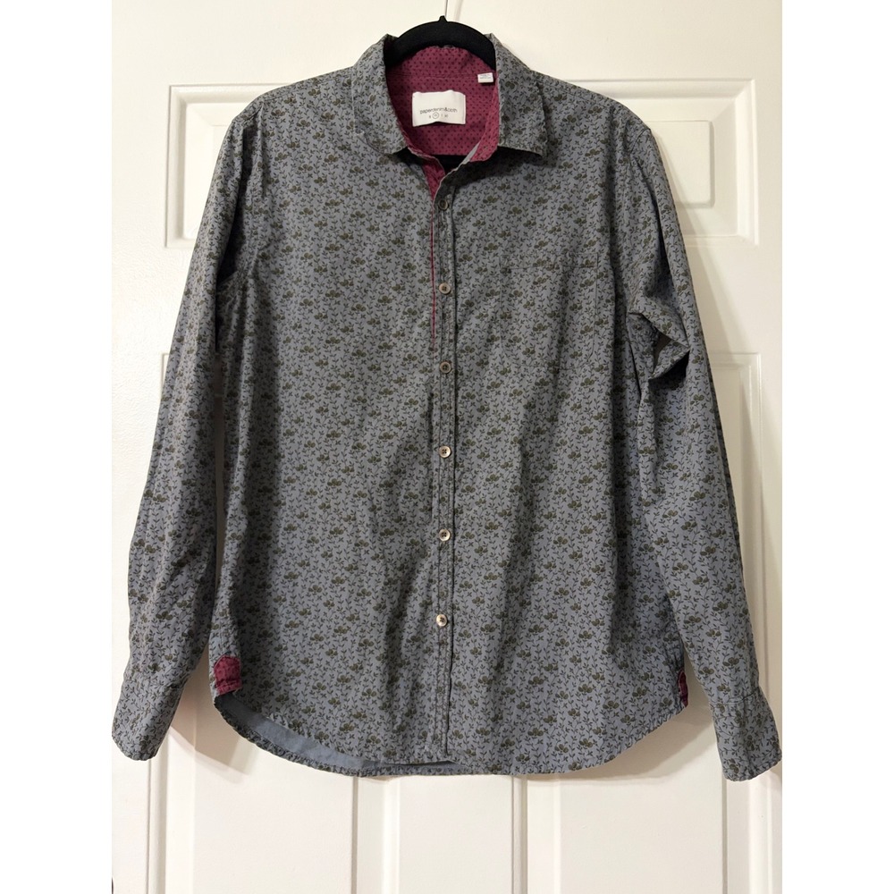 Paper Denim & Cloth | Floral Button Down Long Sleeve Size M || Grey|
